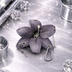 Grey and Silver Flower Bag Charm